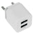 Φορτιστής USB 2 Θέσεων Wall Adapter 2.1A &amp; 1A 5V DC Λευκός με Χρώμιο  69996