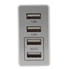 Φορτιστής USB 4 Θέσεων Wall Adapter 2 x AUTO 2.1A &amp; 2 x 1A 5V DC Λευκός με Χρώμιο  69997