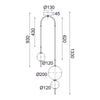 ΚΡΕΜΑΣΤΟ Φ/Σ LED 15W 3000K 1500LM AMELIA ΜΑΥΡΟ ΜΕΤ/ΚΟ+ΛΕΥΚΟ ΓΥΑΛΙ D37XH130CM