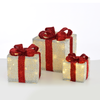 ^ SET 'SILVER GIFT BOX, RED BOW' 75(15+25+35) WW LED  ΜΠΑΤ. 3*3ΑΑ IP20 17,23,28.5CM