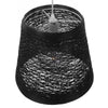 ® PLAYROOM 01563 Vintage Κρεμαστό Φωτιστικό Οροφής Μονόφωτο Μαύρο Ξύλινο Ψάθινο Rattan Φ32 x Υ27cm