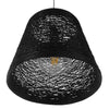® PLAYROOM 01563 Vintage Κρεμαστό Φωτιστικό Οροφής Μονόφωτο Μαύρο Ξύλινο Ψάθινο Rattan Φ32 x Υ27cm