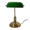 Vintage Επιτραπέζιο Φωτιστικό Πορτατίφ Μονόφωτο Μεταλλικό Χρυσό Μπρούτζινο με Πράσινο Καπέλο  BANKER GREEN 01391