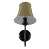 Vintage Φωτιστικό Τοίχου Απλίκα Μονόφωτο Μαύρο Μεταλλικό με Υφασμάτινο Μπεζ Καπέλο Φ20  SHELLY 01299