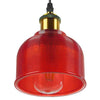 Vintage Κρεμαστό Φωτιστικό Οροφής Μονόφωτο Κόκκινο Γυάλινο Διάφανο Καμπάνα με Χρυσό Ντουί Φ14  SEGRETO RED 01450